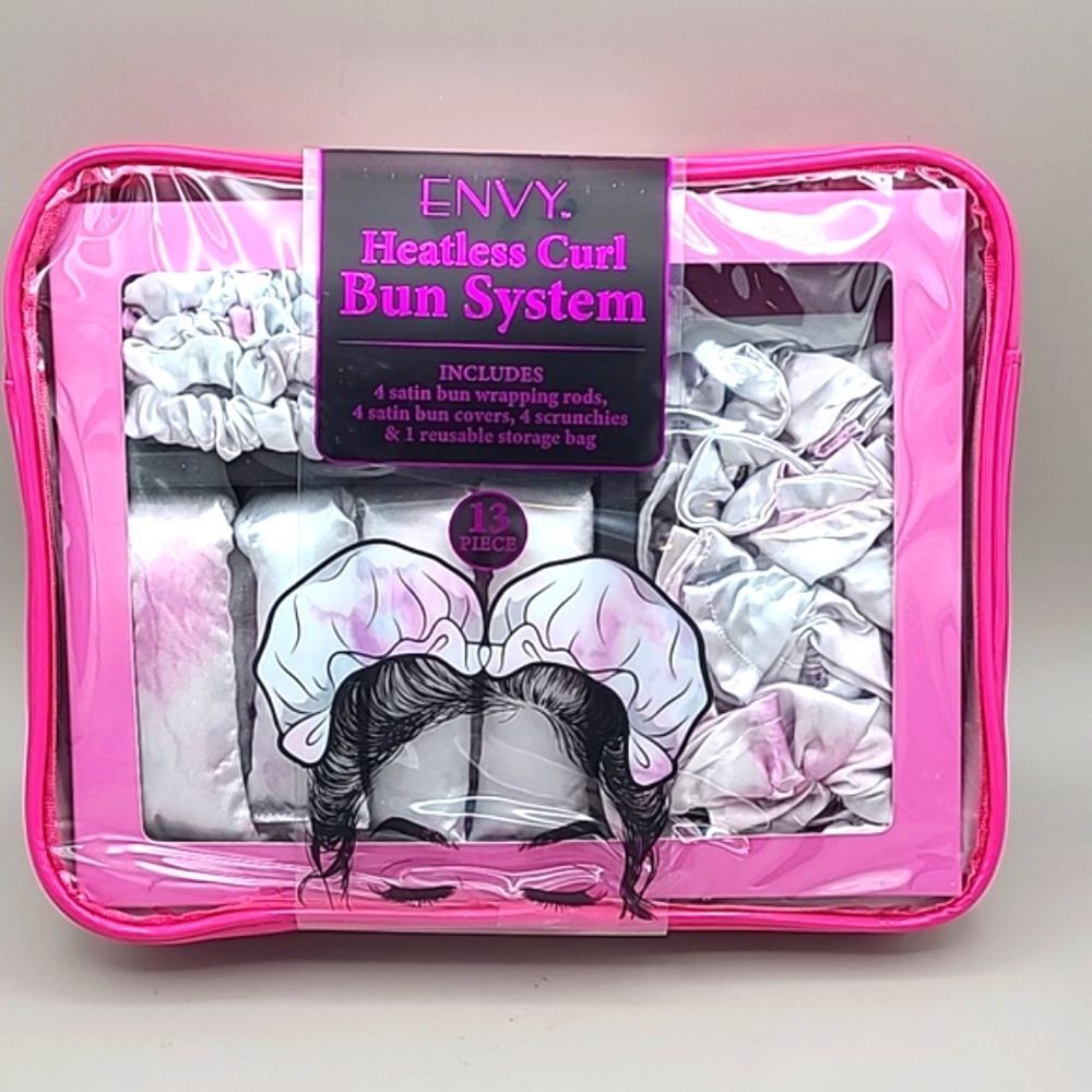 ENVY Heatless Curl Bun System, 100% Satin, Curls, Waves & Volume, NWOT